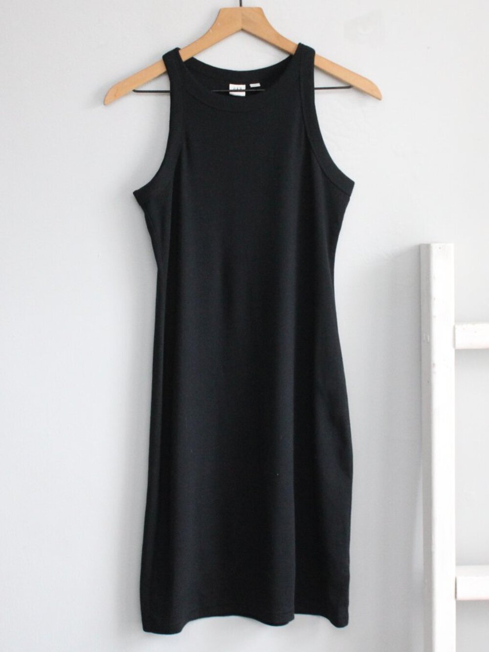 Gap Women's Black Softspun Sleeveless Tank Crew Fitted Midi Dress sz XS Petite